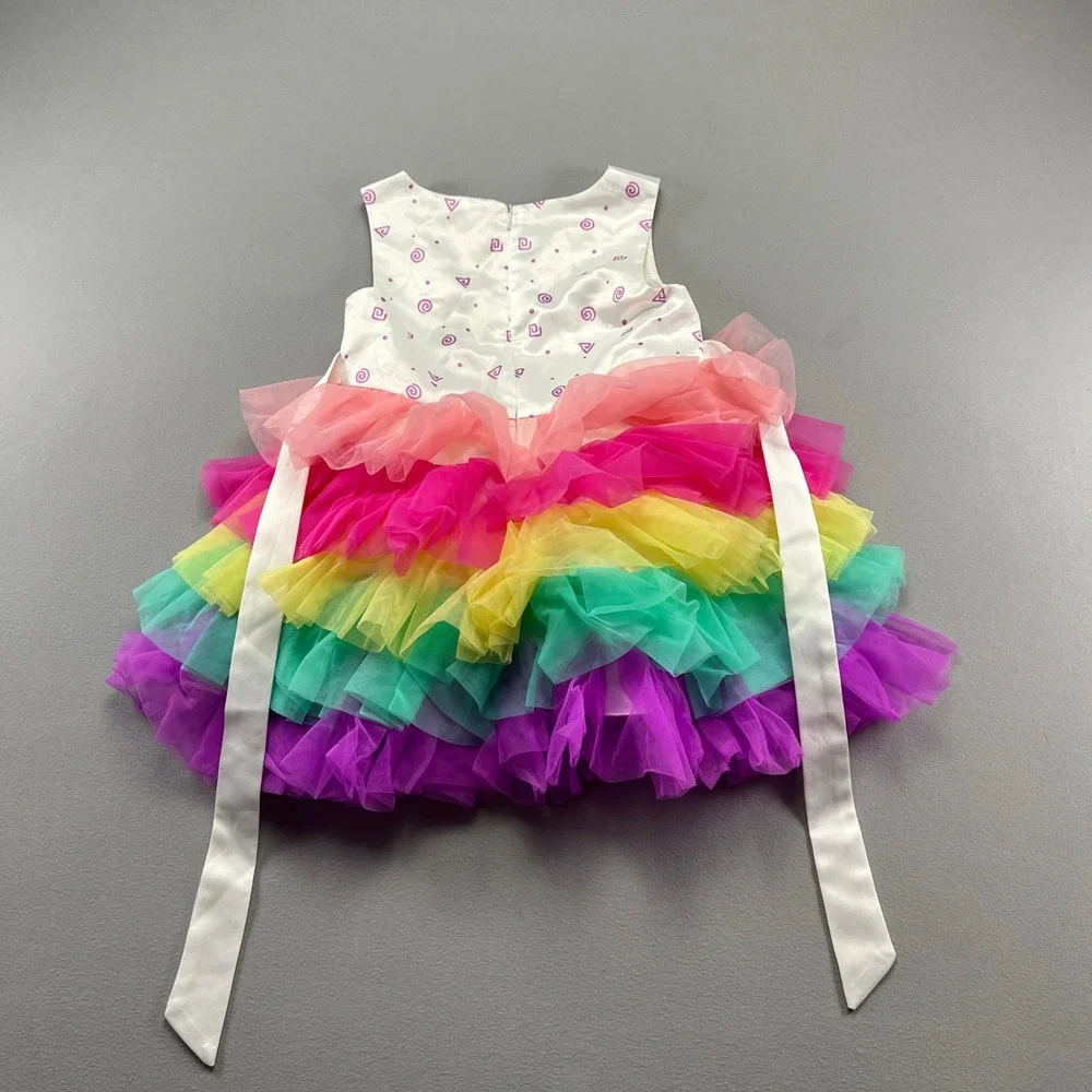 Sunny Fashion Birthday Dress Baby Girls 4 Multi Rainbow Tulle Tiered Cake Party